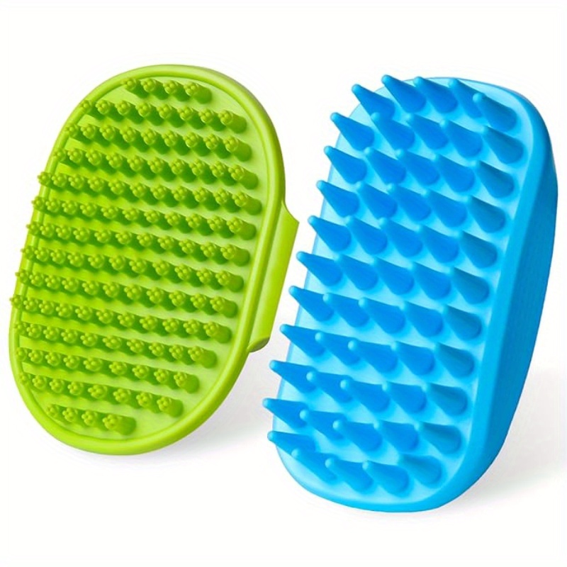 

2-pack Silicone Dog Bath Brush With Adjustable Handle, Non-slip Massage Grooming Tool For Easy Bathing And Detangling