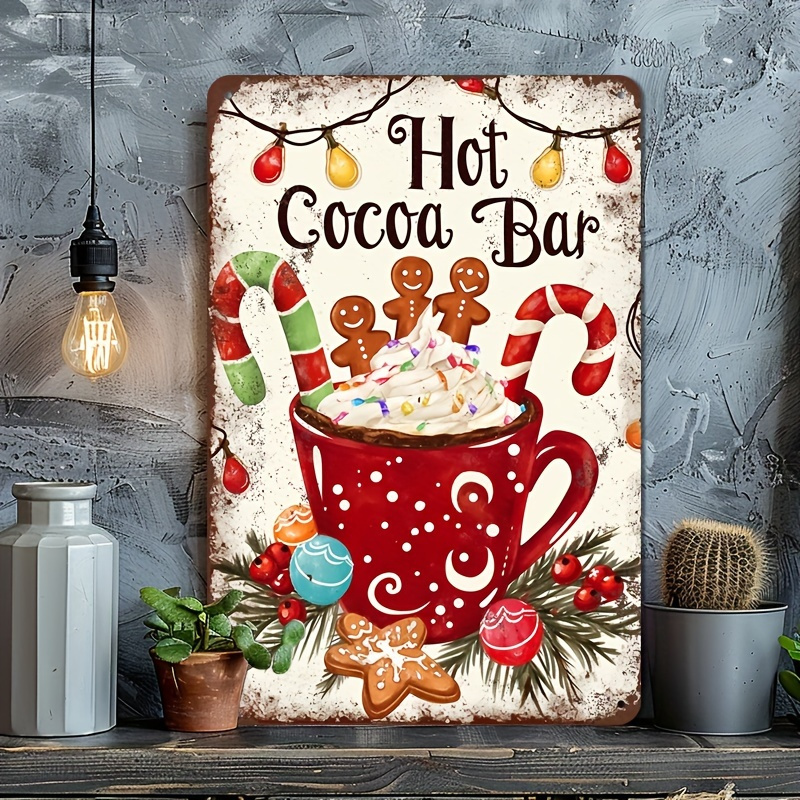 

1pc Iron Christmas Bar Tin Sign, Weather-resistant Wall Art Decor With Pre-drilled Holes For Easy Hanging - Indoor/outdoor Display For Home, Cafe, Or Farmhouse – 8x12 Inch