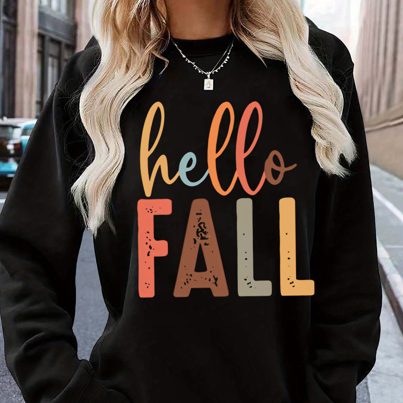 

Women's Graphic Sweatshirt - 100% Polyester Casual Crew Neck Pullover With Slight Stretch For Adults, Knit Fabric Long Sleeve Cartoon Pattern Top For Autumn/winter