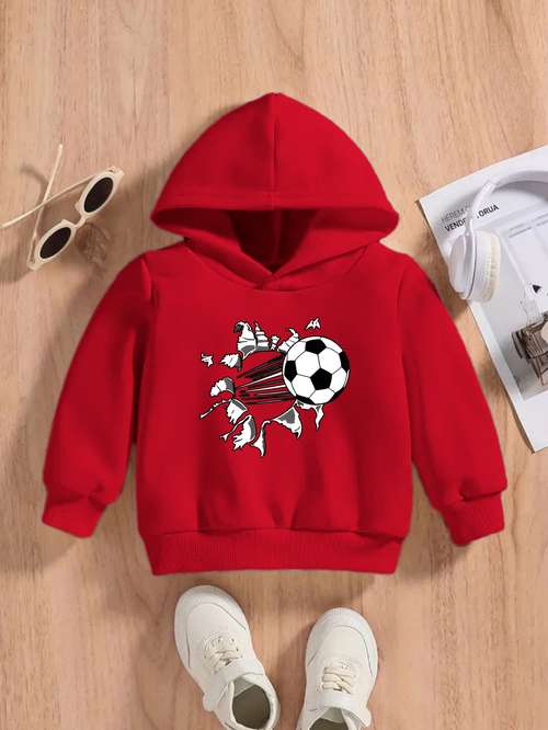 Sweat à Capuche Unisexe Pour Enfants - Style Décontracté Football, Plusieurs Tailles
