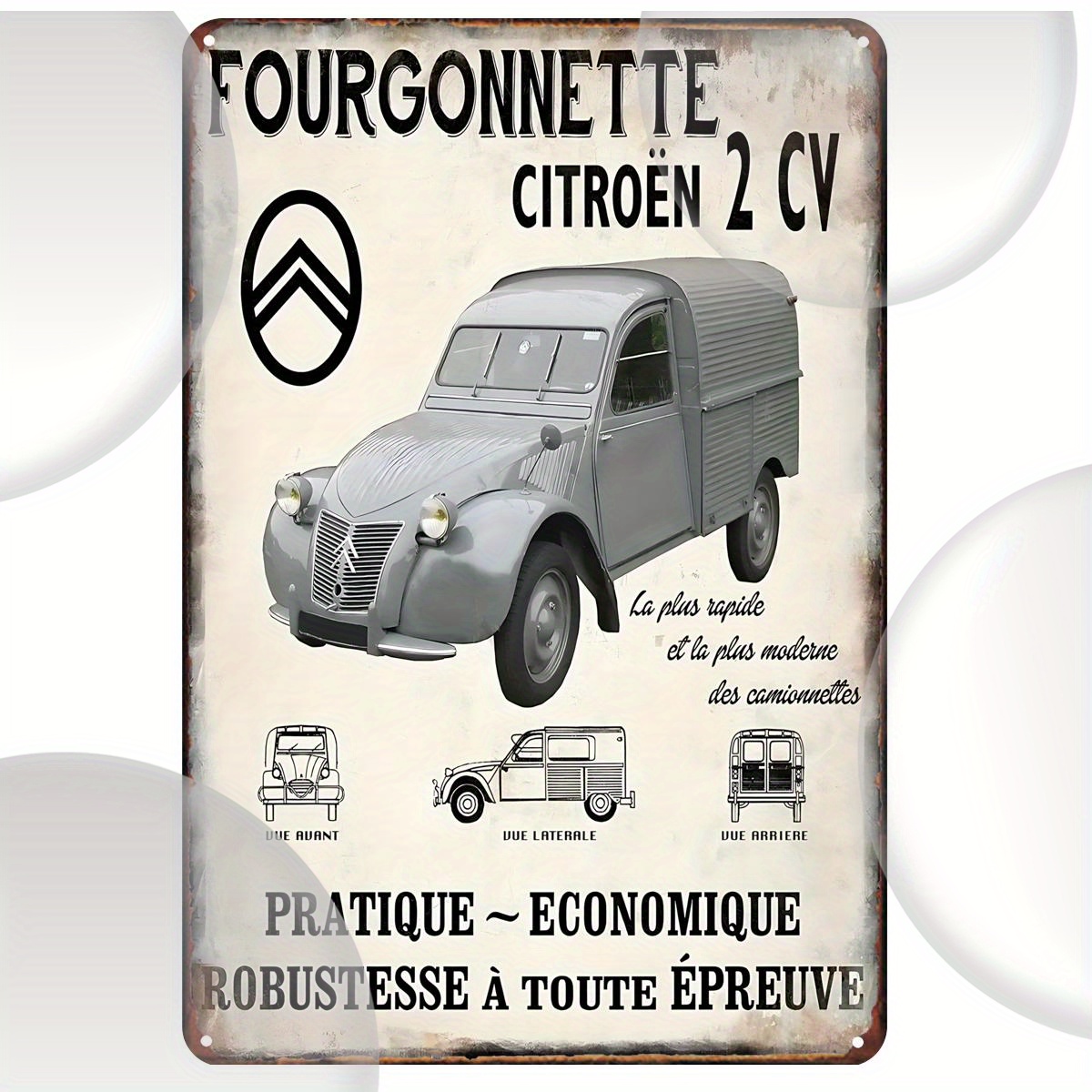 

Plaque Métallique Vintage 2CV (8"x12") - Art en Fer pour d'Homme, Garage, Bar, Café, Décoration de Ferme - Pré-percée, Résistante aux Intempéries, Aluminium de Haute Qualité