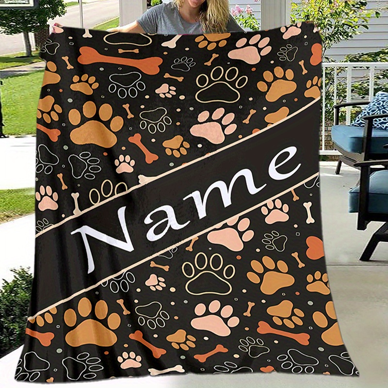 

Custom Name Blanket, Dog Paw Print, Soft And Warm, Polyester, , Camping, Travel, Ideal Holiday Gift For