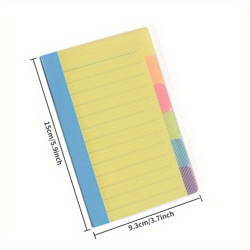 TEMU 1pc Divider Sticky Notes, Tabbed Self-stick Lined Note Pad, 60 Ruled Notes, Assorted Neon Colors Index Sticky Notes1pc Divider Sticky Notes,