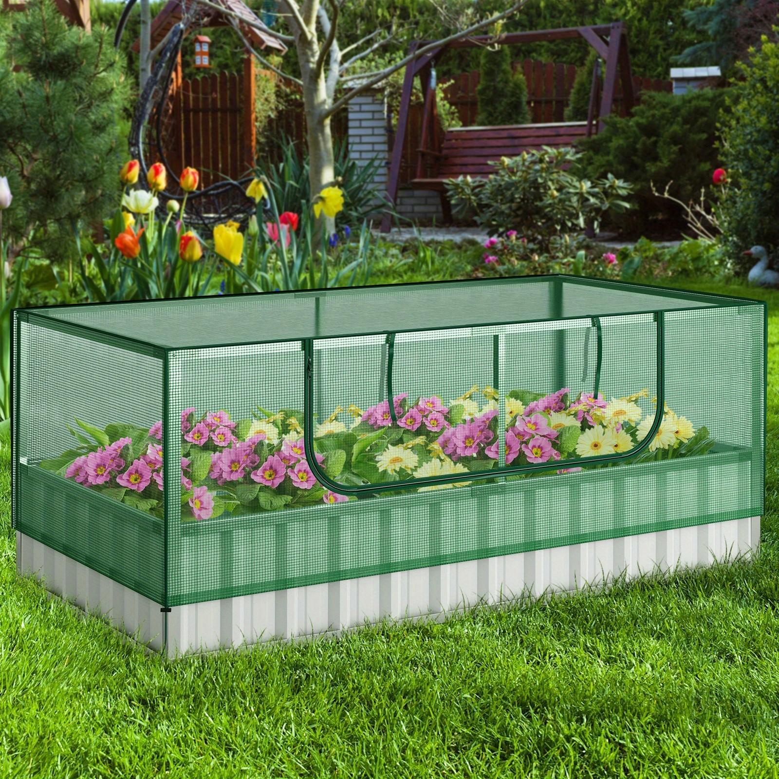 

Maxmass Galvanized Steel Raised Garden Bed With Cover, Outdoor Metal Planter Box Kit W/ Plant Labels, Ventilated Window, 69" X 36" X 28" Greenhouse Kit For Flower Vegetable Fruit