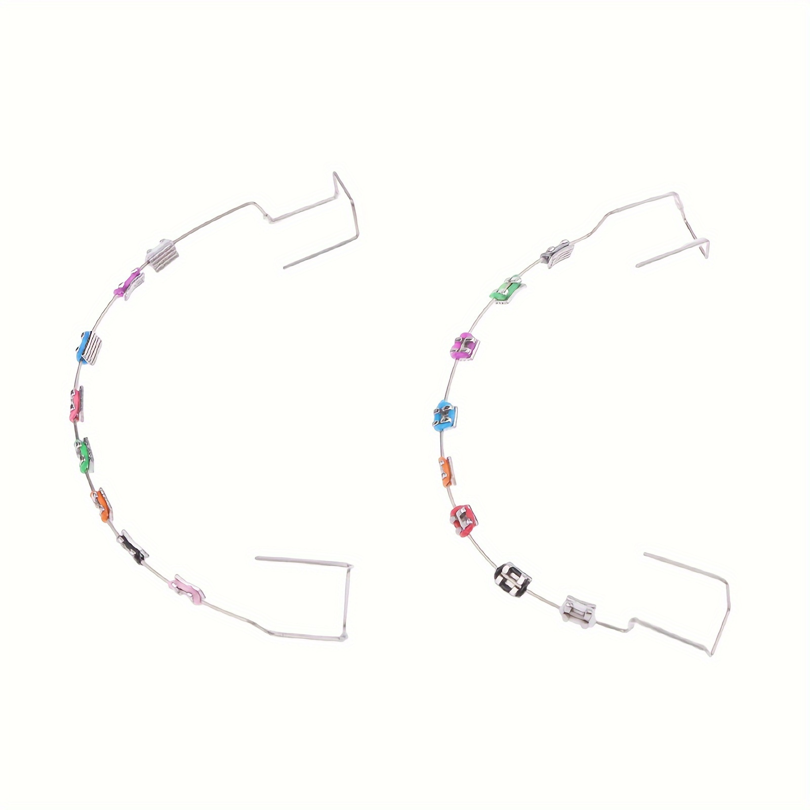 

1 Pair Vibrant Temporary Tooth Decorations - Orthodontic Supplies With Metal Brackets, Ties, And Adjustable Metal Wires For Enhancement - Dental Accessories