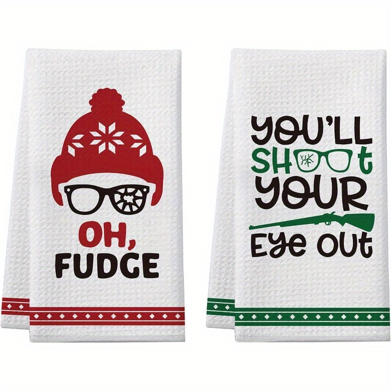 

Funny Christmas Kitchen Towels Set - Holiday Decor For Home & Bathroom, Perfect Novelty Gift For Men And Women, 18x26 Inch, 2pcs