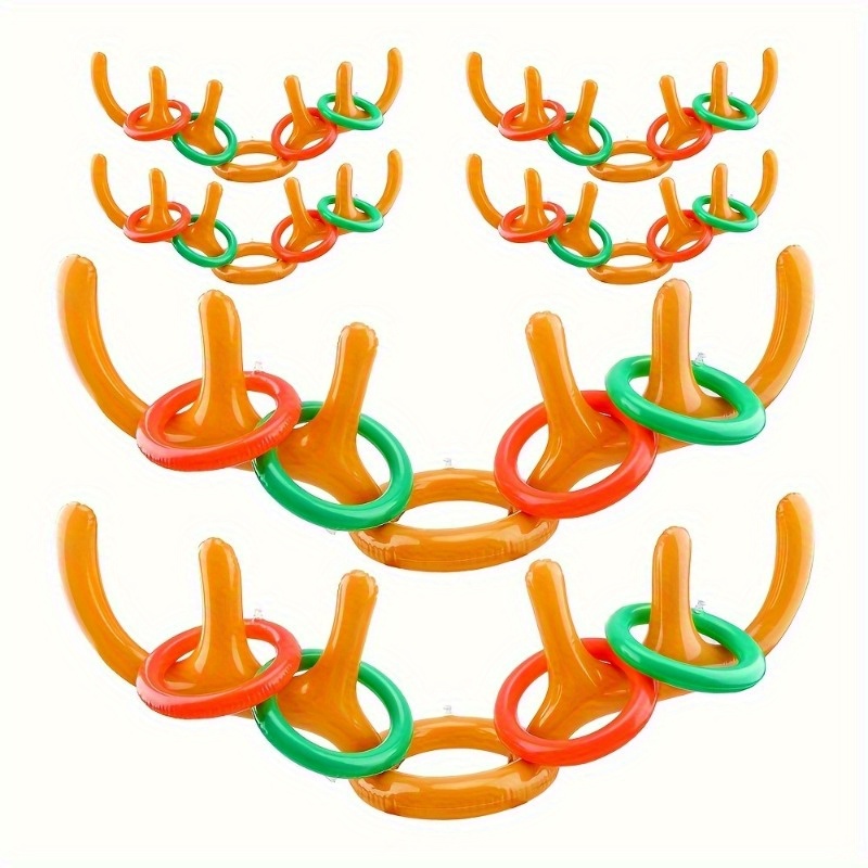 

Christmas Themed Party Game-christmas Party Fun Reindeer Hat Ring Tossing Game, Inflatable Collar-with 4 Inflatable Rings Decorated Deer Head Collar Toys In Random Colors For Christmas Parties