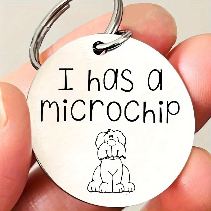 TEMU Keychain For Pet, Featuring An Engraved Stainless Tag That Says 'i Have ', A Sturdy Pendant For Animal Identification, With A Shiny Surface And A Pet Safety Alarm