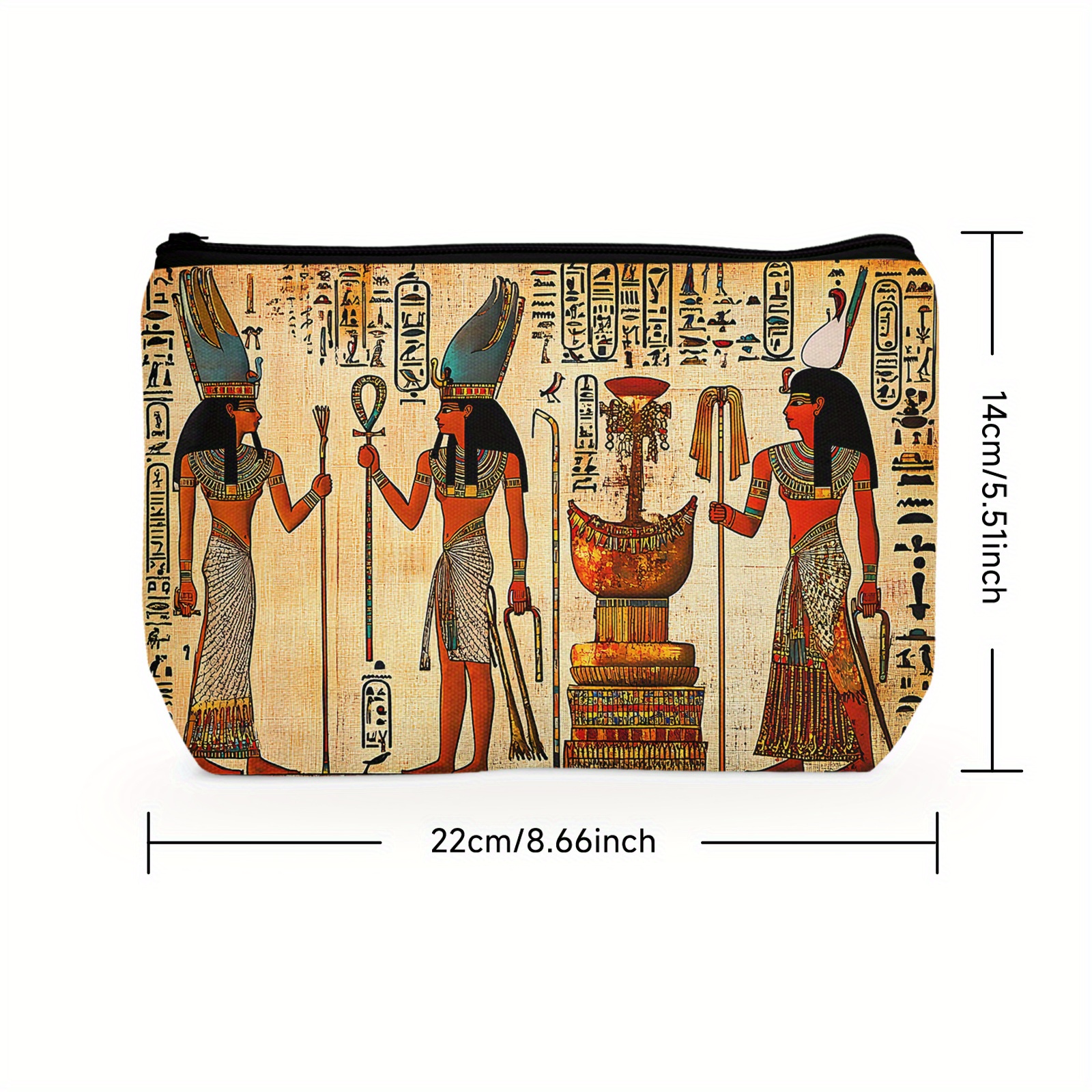 * God * Makeup Bag - Polyester Casual Cosmetic Pouch with Zipper Closure, Hand Washable, Ancient Egypt Mythology Design, Ideal Gift for Egypt Enthusiasts - 8.66x5.51 Inches