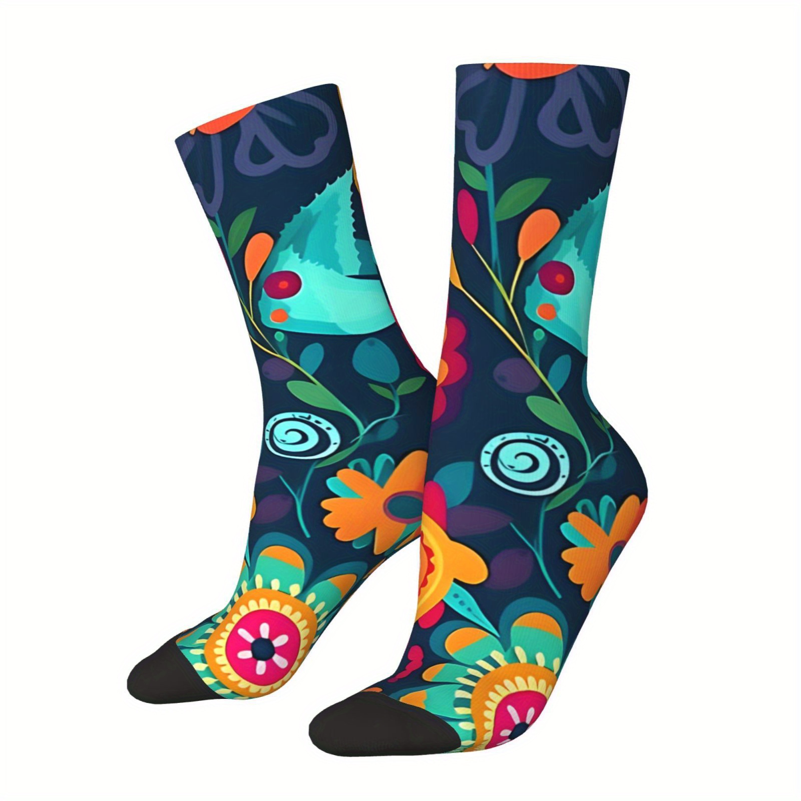 

Hip Hop Retro Floral Socks - Seamless, Fun Novelty Crew Socks For , Perfect Gift Idea