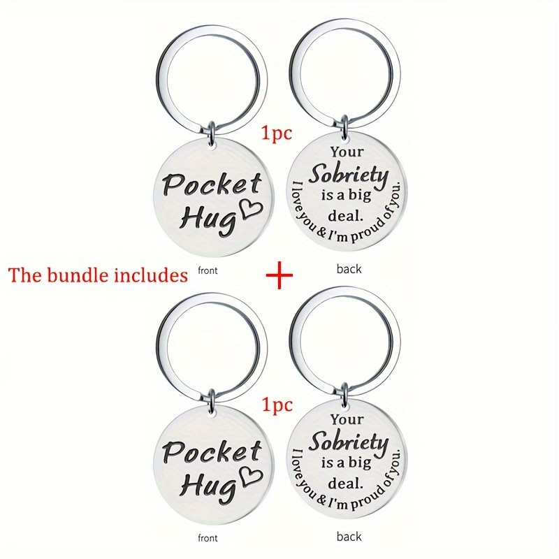 TEMU 2pcs Inspirational Stainless Steel Sobriety Keychain – Empowering, Durable Gift For Men's Milestones & Birthdays Gift For Women