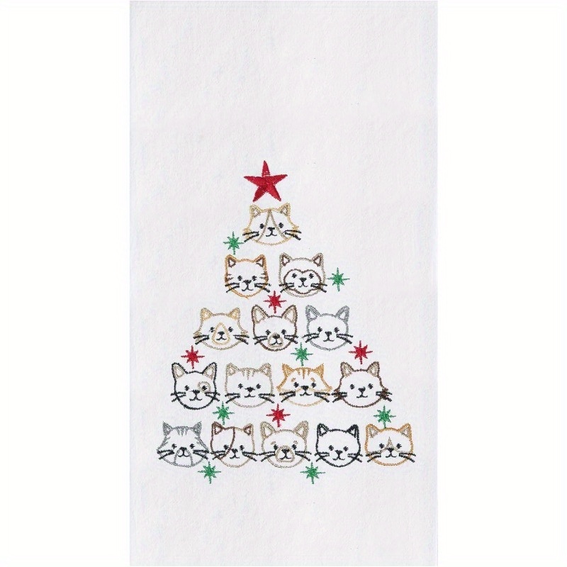 TEMU - Christmas Tree Towel - 18x26 , , Polyester Decor For & Dining, For Christmas