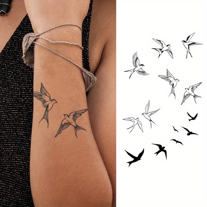 Image of Realistic Herbal Temporary Tattoo Stickers Suitable For - Waterproof Non-reflective Suitable For Parties, Festivals, Swimming - Long-lasting Skin Markers With For , Temporary Body