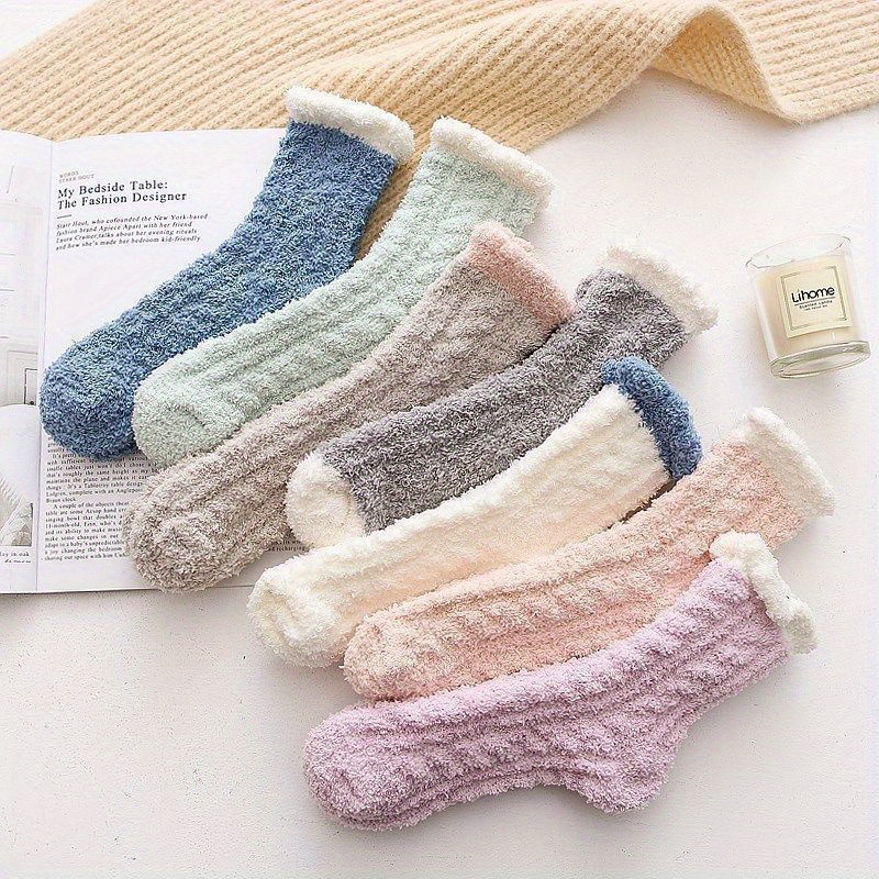 

Chaussettes douces et chaudes en pour femmes : Chaussettes de sommeil automne et hiver - 5 paires