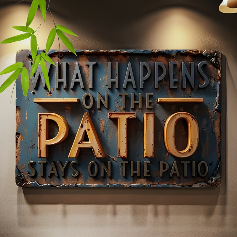 

2pcdurable Metal Tin 'what On The Patio' Sign - Outdoor & Indoor Decor, Reusable, No Power Needed