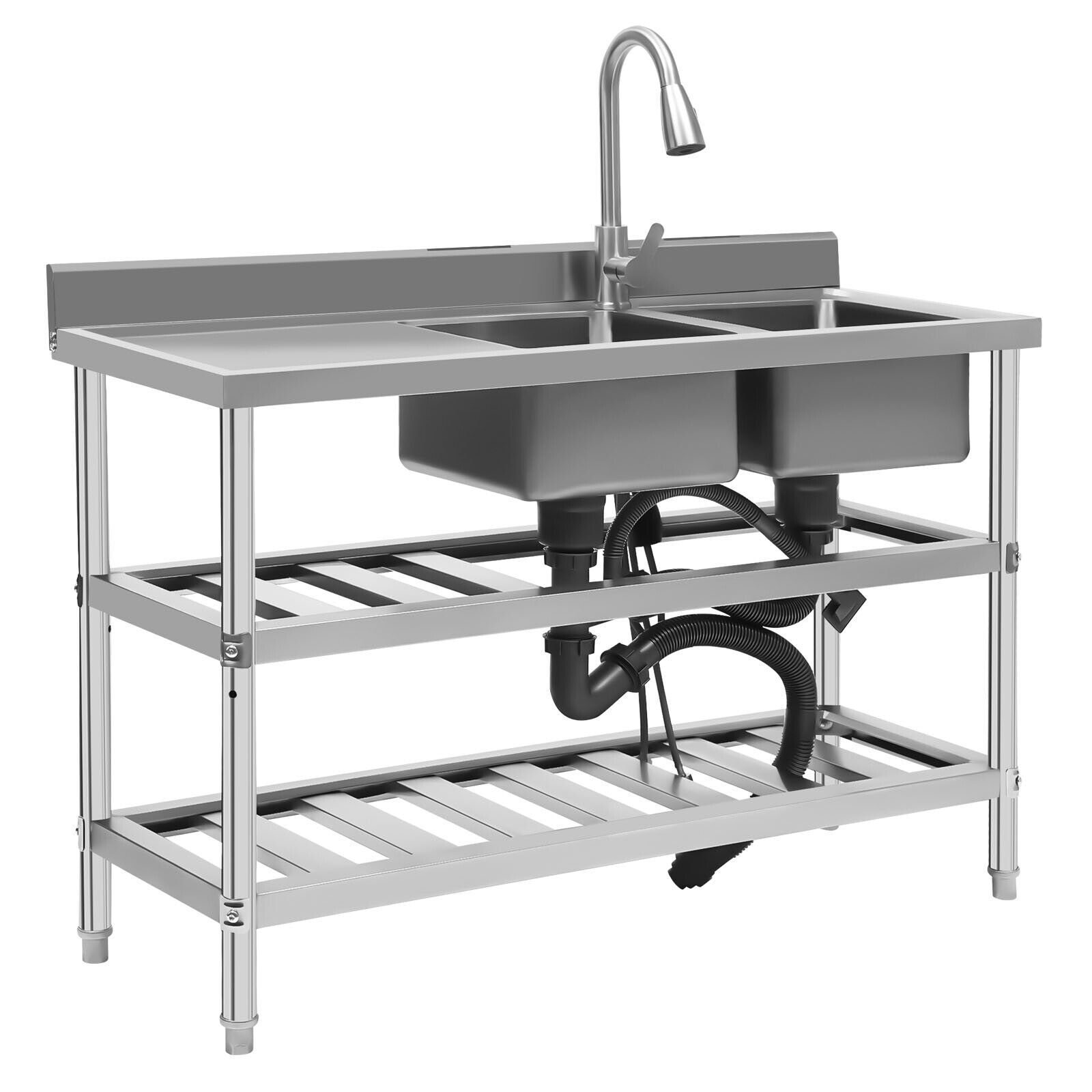 

3 Restaurant Steel W/ Faucet 2 Sinks, The And , , And Give A And , Suitable For Styles.