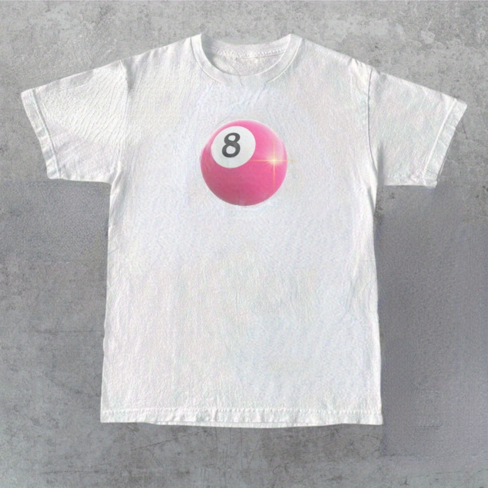 

vintage 90s Billiard T-shirt - Men' Cotton Pink 8 Ball Retro Graphic Tee