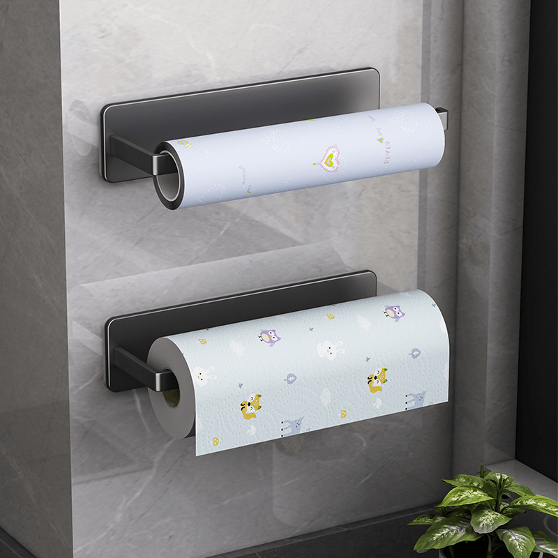 

Easy-install No-drill Wall-mounted Paper Towel Holder - Kitchen & Bathroom Storage, Ideal For Rolls, Wraps, And Towels - Iron Construction