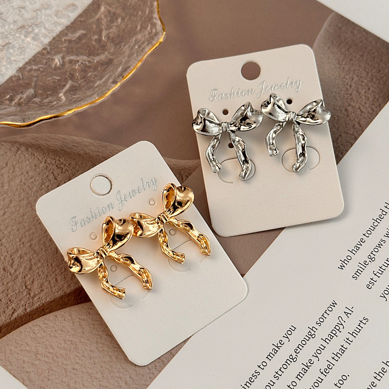 

Chic Boho-inspired Butterfly Bow Stud Earrings - Zinc Alloy With 316l Stainless Steel Posts, Casual Attire & Gifting