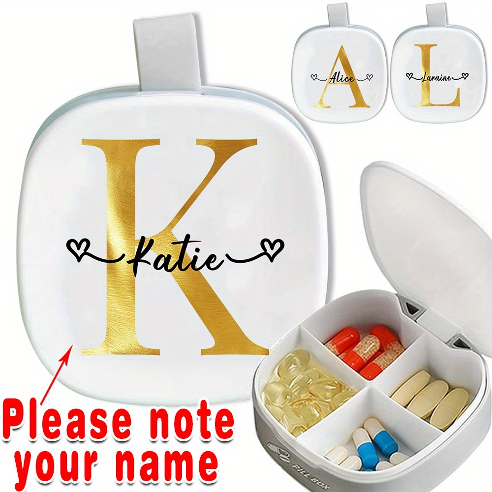 

Personalized Pill Box With Custom Name - Portable Medicine Organizer Case, Waterproof, Plastic Material, Versatile Divider For Handbag & Pocket Use