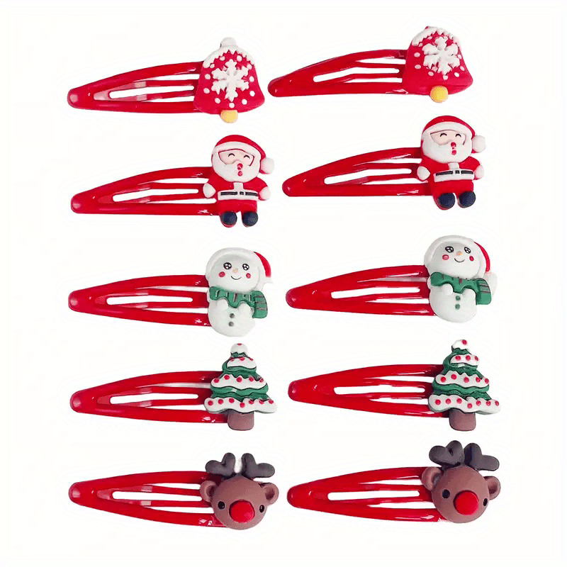 

5pcs Christmas Set - , & Snowman | Sweet Pvc Barrettes For Women And