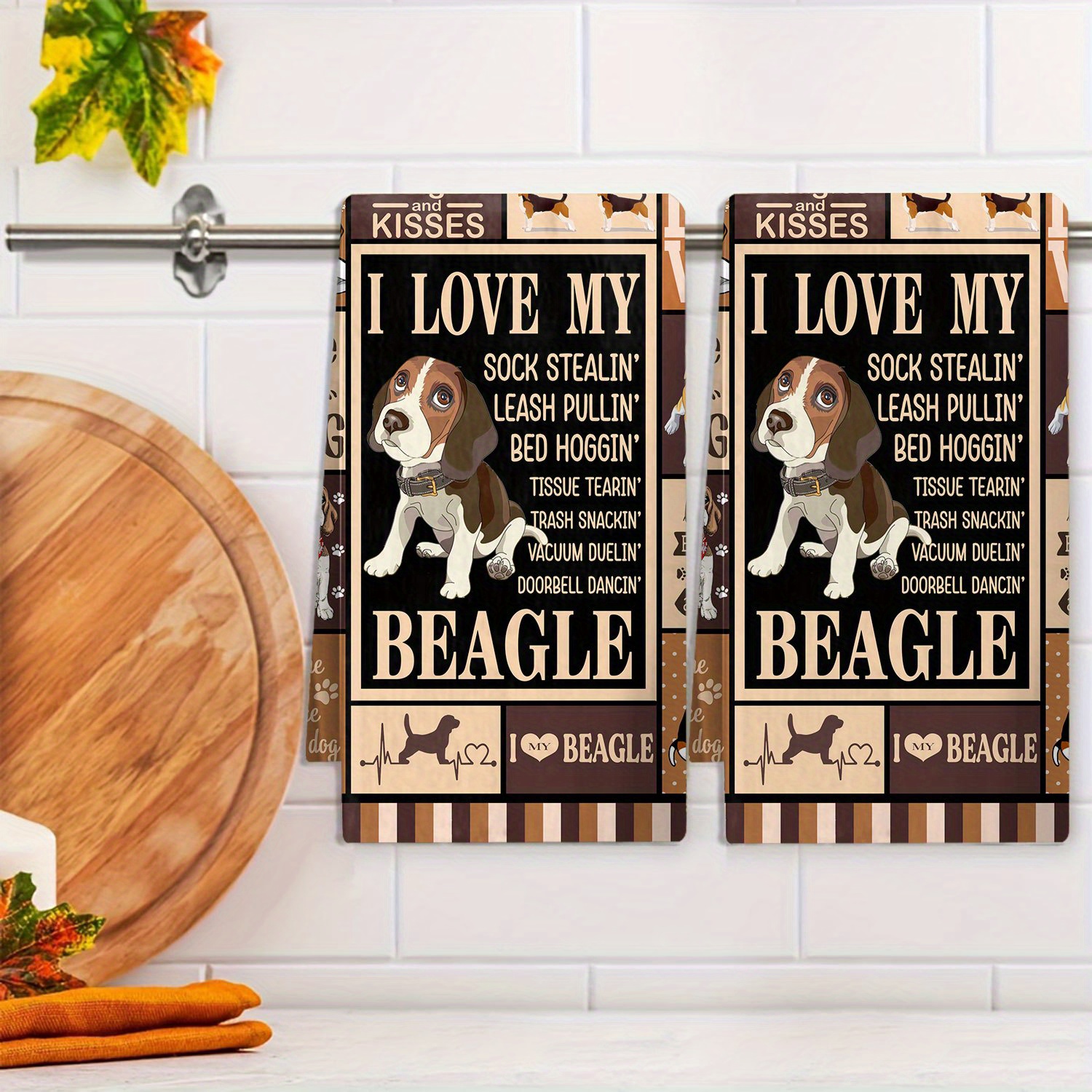 

Chic Beagle Dog Print Kitchen Towel - Soft Polyester, Design, Rectangular Cleaning Cloth For Home Decor Dog Decor For Kitchen