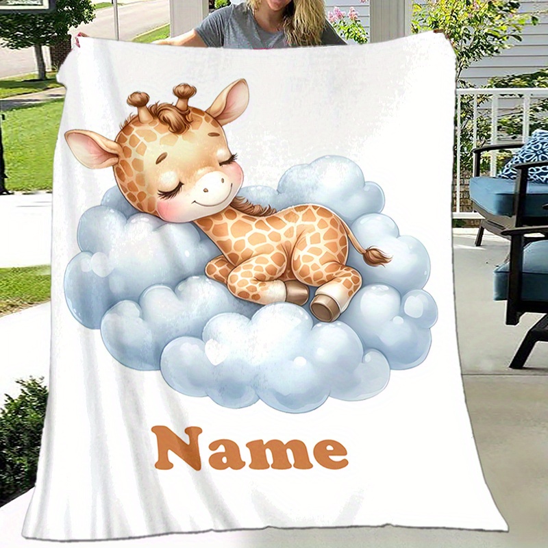 

Personalized Giraffe Flannel Throw Blanket - Soft, For Couch, Bed, Picnic | Custom Name Option | Perfect Gift For All