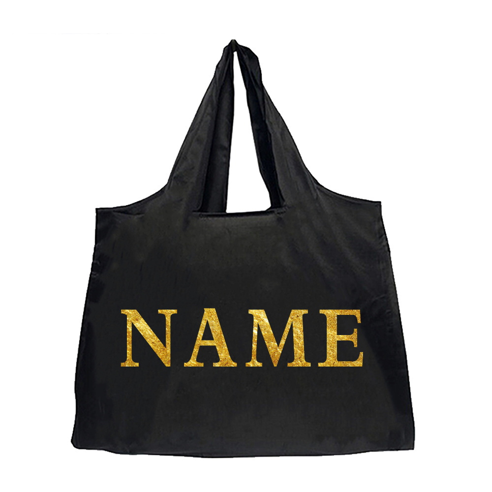 TEMU Customizable Free Personalized Name Folding Reusable Shopping Tote Bag, Shoulder Bag, Travel Washable Tote With Convenient Large Capacity And Stylish Design