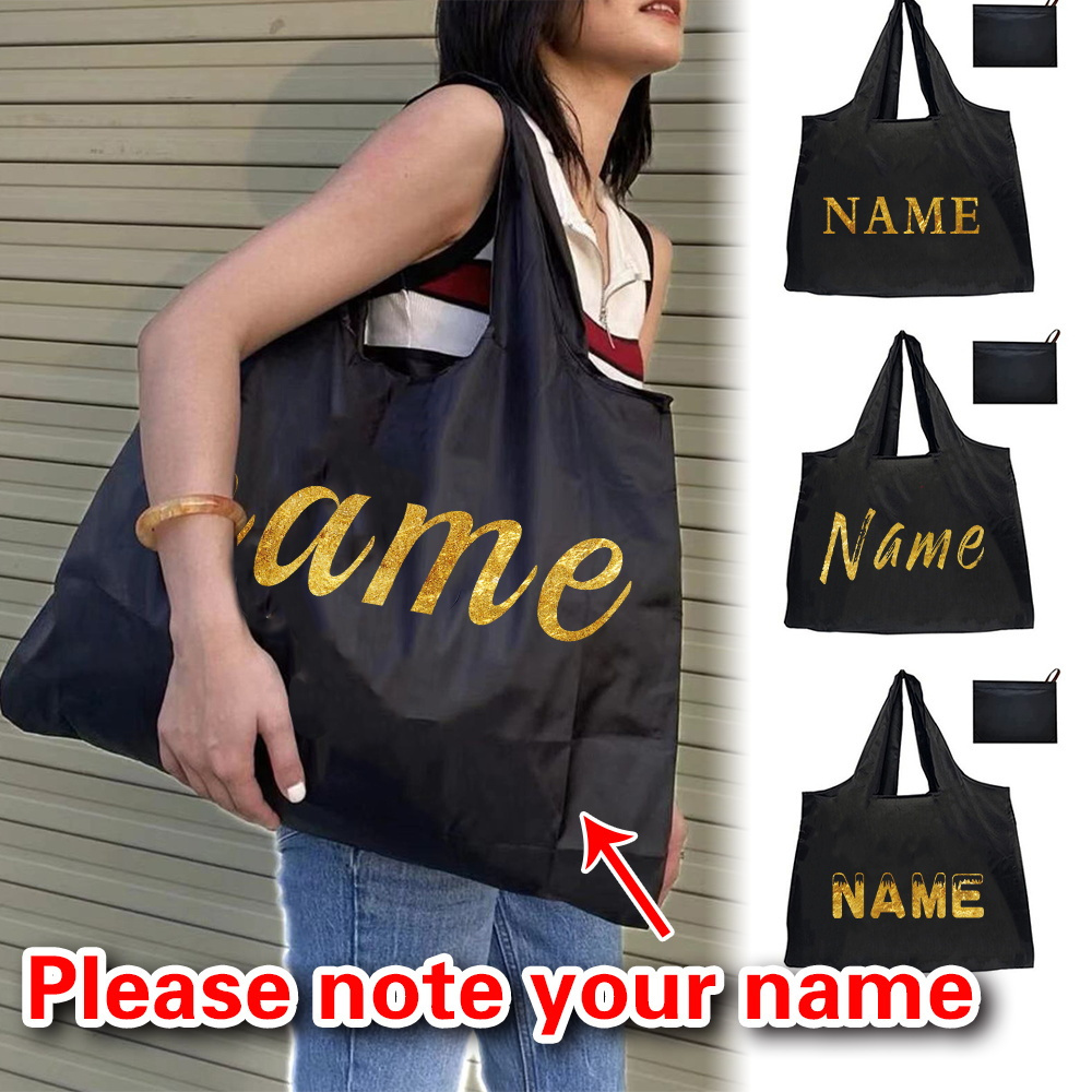 

Customizable Nylon Tote Bag - Personalized Reusable Foldable Shopping Shoulder Bag, Hand Washable, Large Capacity, Unlined, No Closure, For Travel, Parties & Grocery Shopping