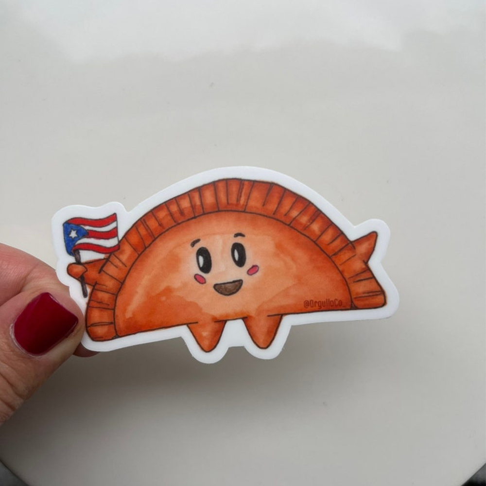 

Waterproof Puerto Style Empanadilla Vinyl Decal - Durable Pet Sticker For Laptops, Planners | , Weatherproof, 3"x2" - Puerto Rican