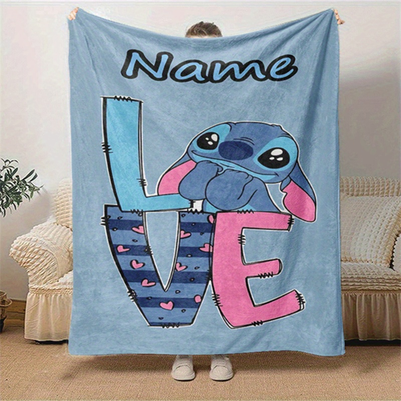 

Personalized Stitch Custom Name Throw Blanket - Soft, Lightweight & Warm For Couch, Bed, Outdoor Use - Perfect Birthday Gift Blanket