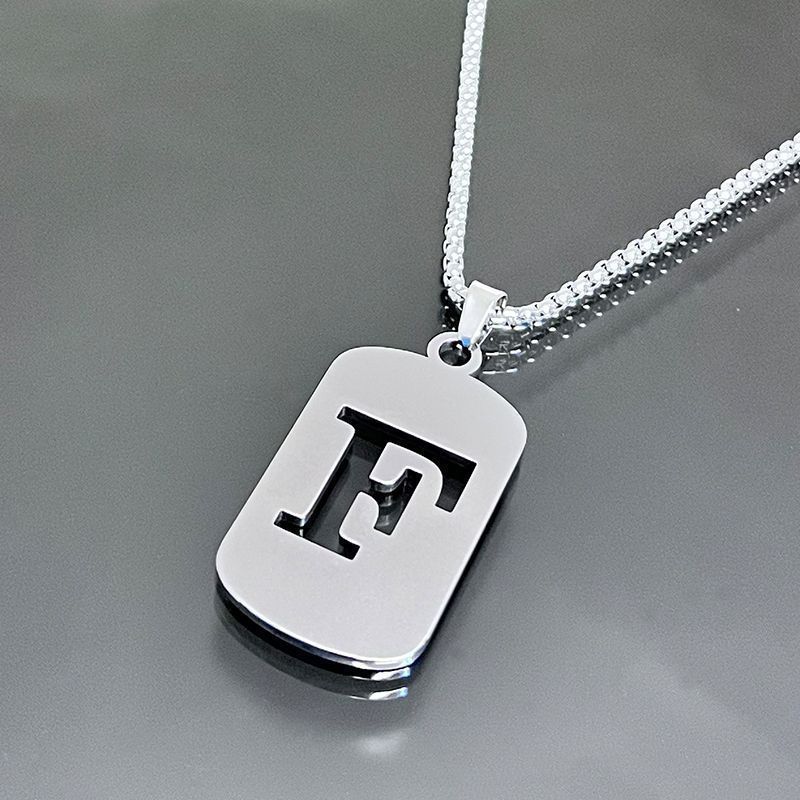 1pc Initial Letter Pendant Necklace, 201 Stainless Steel, Hollow-Out Design, Non-Fading, Fashionable Punk Street Hip-Hop Accessory, Unisex Sweater Chain