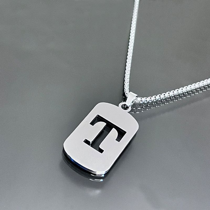 1pc Initial Letter Pendant Necklace, 201 Stainless Steel, Hollow-Out Design, Non-Fading, Fashionable Punk Street Hip-Hop Accessory, Unisex Sweater Chain