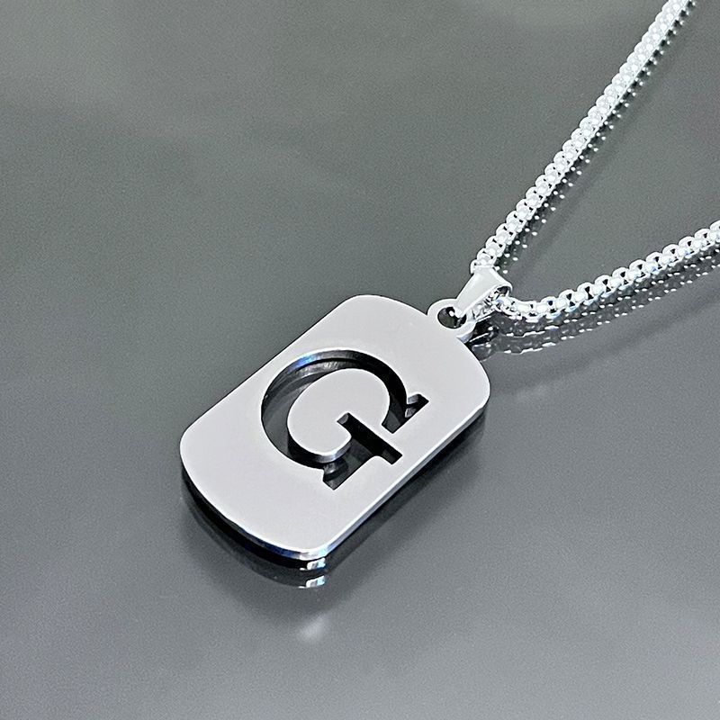 1pc Initial Letter Pendant Necklace, 201 Stainless Steel, Hollow-Out Design, Non-Fading, Fashionable Punk Street Hip-Hop Accessory, Unisex Sweater Chain