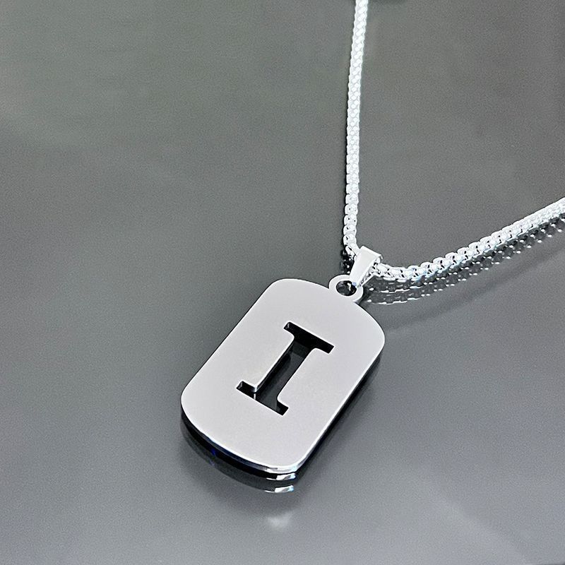 1pc Initial Letter Pendant Necklace, 201 Stainless Steel, Hollow-Out Design, Non-Fading, Fashionable Punk Street Hip-Hop Accessory, Unisex Sweater Chain