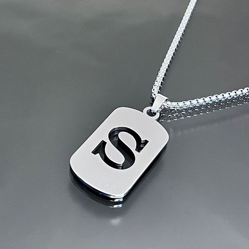 1pc Initial Letter Pendant Necklace, 201 Stainless Steel, Hollow-Out Design, Non-Fading, Fashionable Punk Street Hip-Hop Accessory, Unisex Sweater Chain