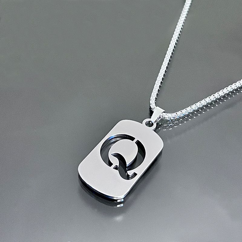 1pc Initial Letter Pendant Necklace, 201 Stainless Steel, Hollow-Out Design, Non-Fading, Fashionable Punk Street Hip-Hop Accessory, Unisex Sweater Chain