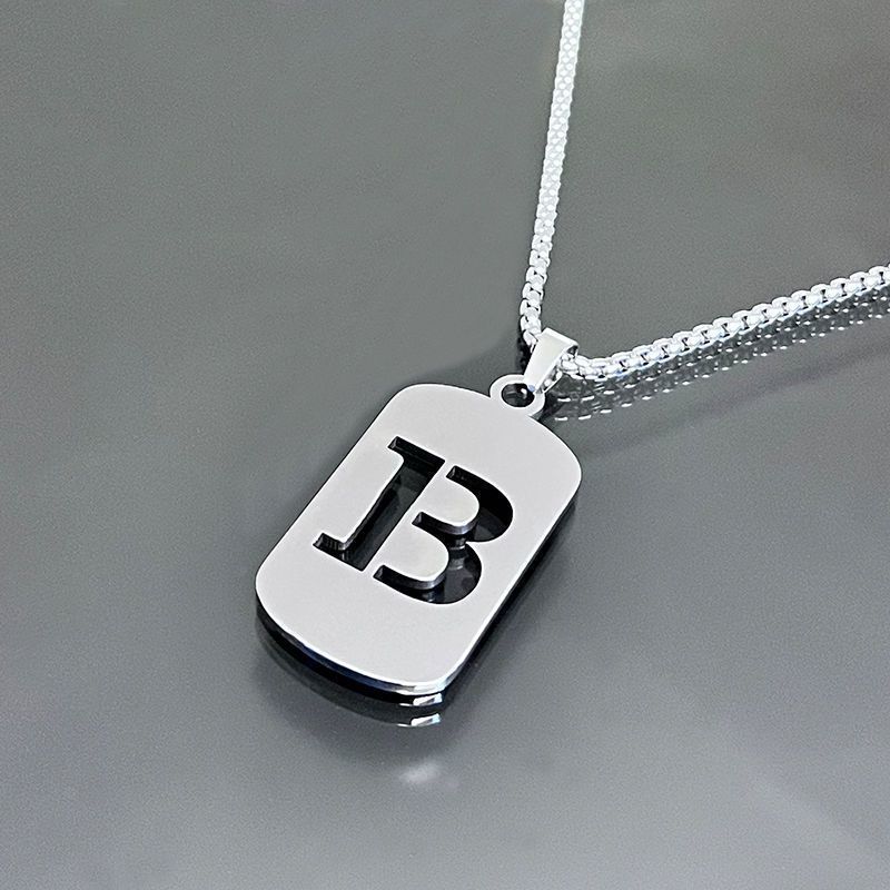 1pc Initial Letter Pendant Necklace, 201 Stainless Steel, Hollow-Out Design, Non-Fading, Fashionable Punk Street Hip-Hop Accessory, Unisex Sweater Chain