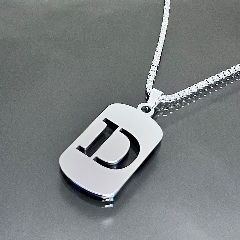 1pc Initial Letter Pendant Necklace, 201 Stainless Steel, Hollow-Out Design, Non-Fading, Fashionable Punk Street Hip-Hop Accessory, Unisex Sweater Chain