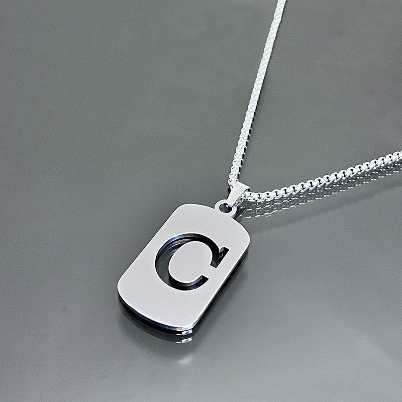 1pc Initial Letter Pendant Necklace, 201 Stainless Steel, Hollow-Out Design, Non-Fading, Fashionable Punk Street Hip-Hop Accessory, Unisex Sweater Chain