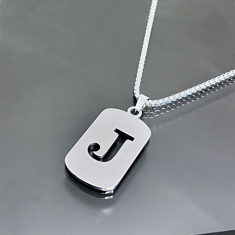 1pc Initial Letter Pendant Necklace, 201 Stainless Steel, Hollow-Out Design, Non-Fading, Fashionable Punk Street Hip-Hop Accessory, Unisex Sweater Chain