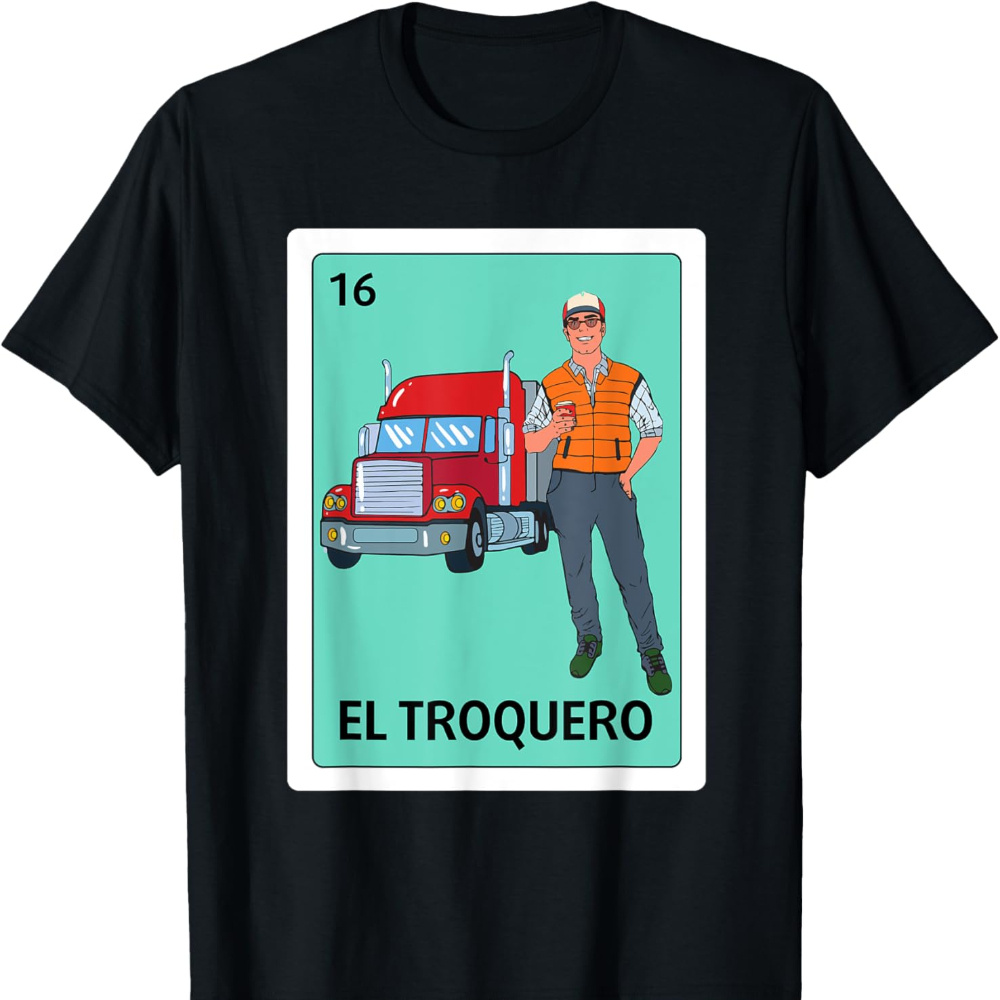 

Trucker Spanish Mexican Bingo Card Game Mens T-shirt