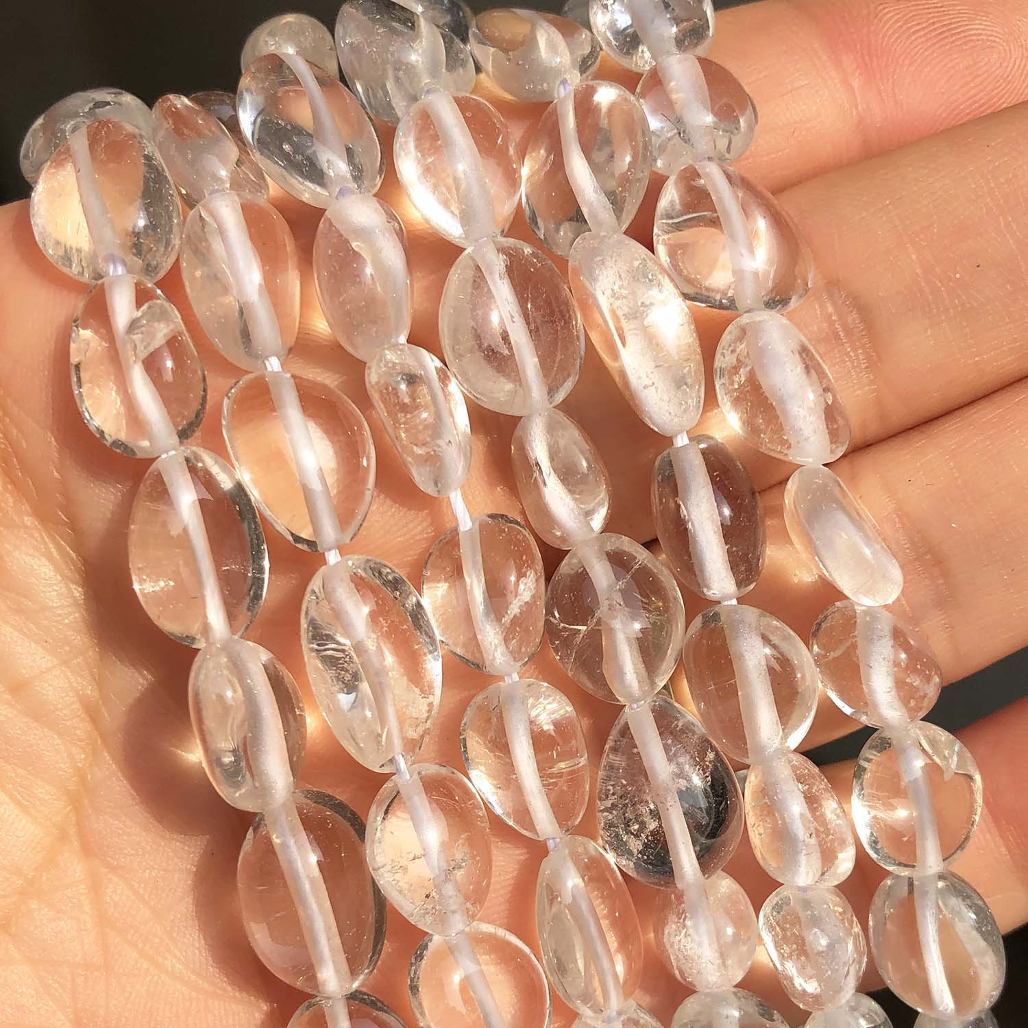 TEMU 1 Strand Quartz Beads, 8-10mm Irregular Round Stone Spacer Beads For Making, Fashion Bracelet Necklace Earrings Craft Supplies, Smooth Loose,