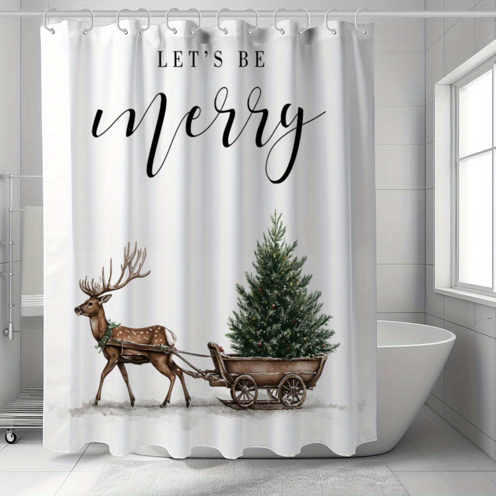 

Christmas & Shower Curtain - , 12 Included - For Bathroom Decor