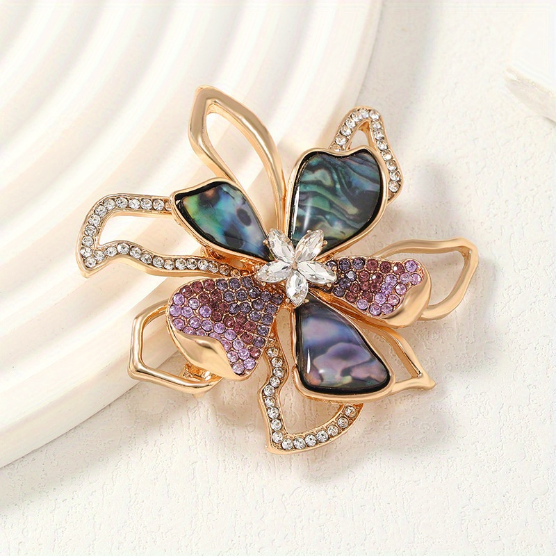 elegant   abalone shell flower brooch pins for women vintage   bowknot crystal brooches fashion accessories details 0