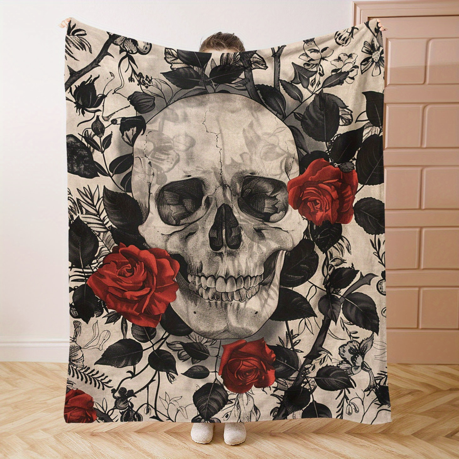 

Cozy Flannel Throw Blanket With Floral Design - Soft, Warm & Lightweight For Bed, Sofa, Office, Camping & Travel - Gift