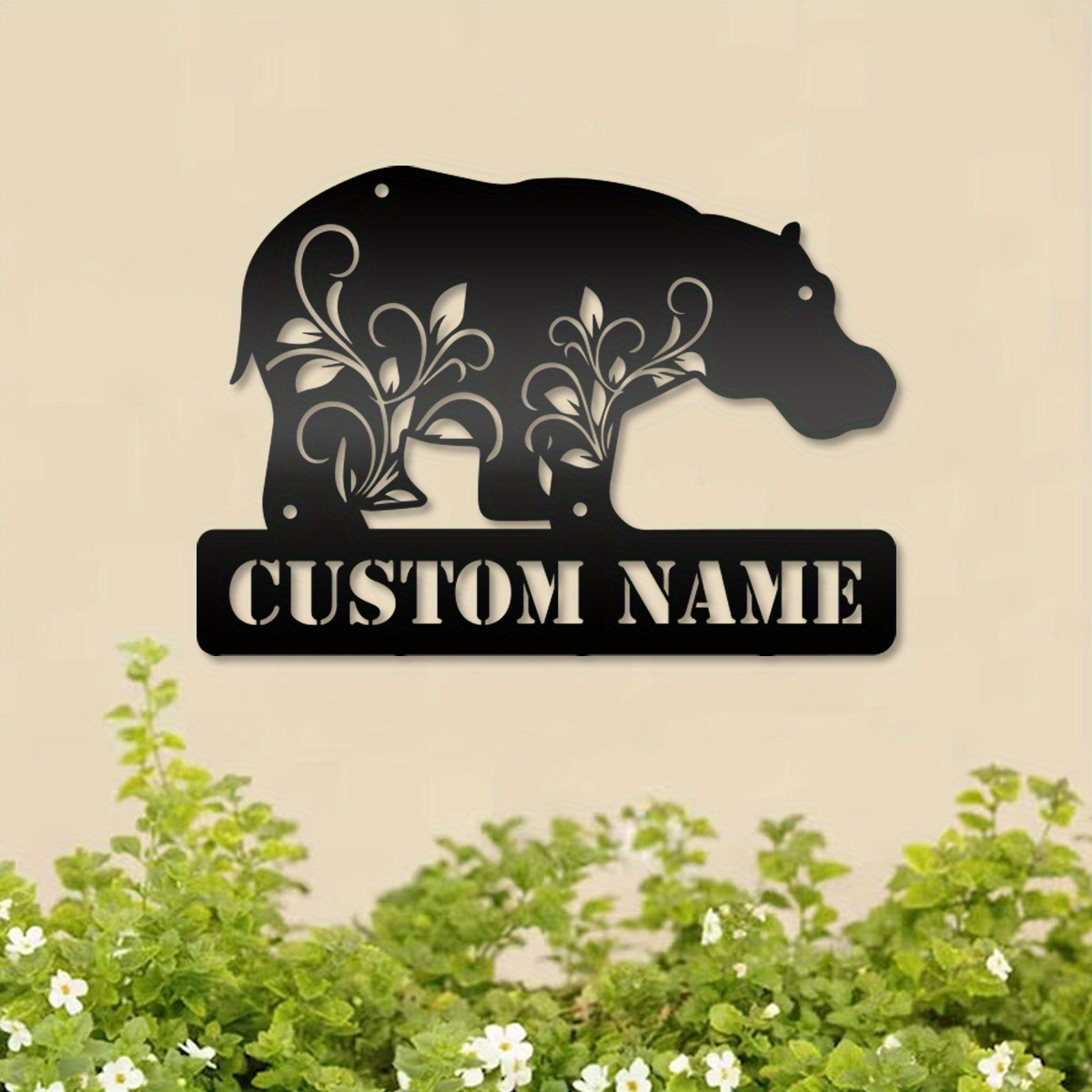 

1pc Customizable Hippo Metal Wall Sign, Personalized Iron Name Plaque For Nursery, Wall-mounted Multipurpose Home Decor, Indoor & Outdoor Use