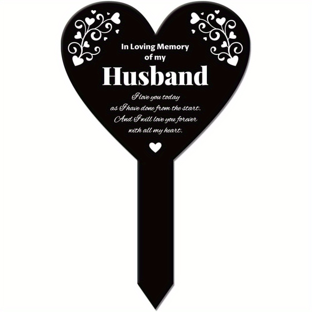 

Memorial Heart Husband Garden Stake: Acrylic Grave Stake For Cemetery, Waterproof Sympathy Garden Stake For Yard, Cemetery, 12.5cm/4.92inch