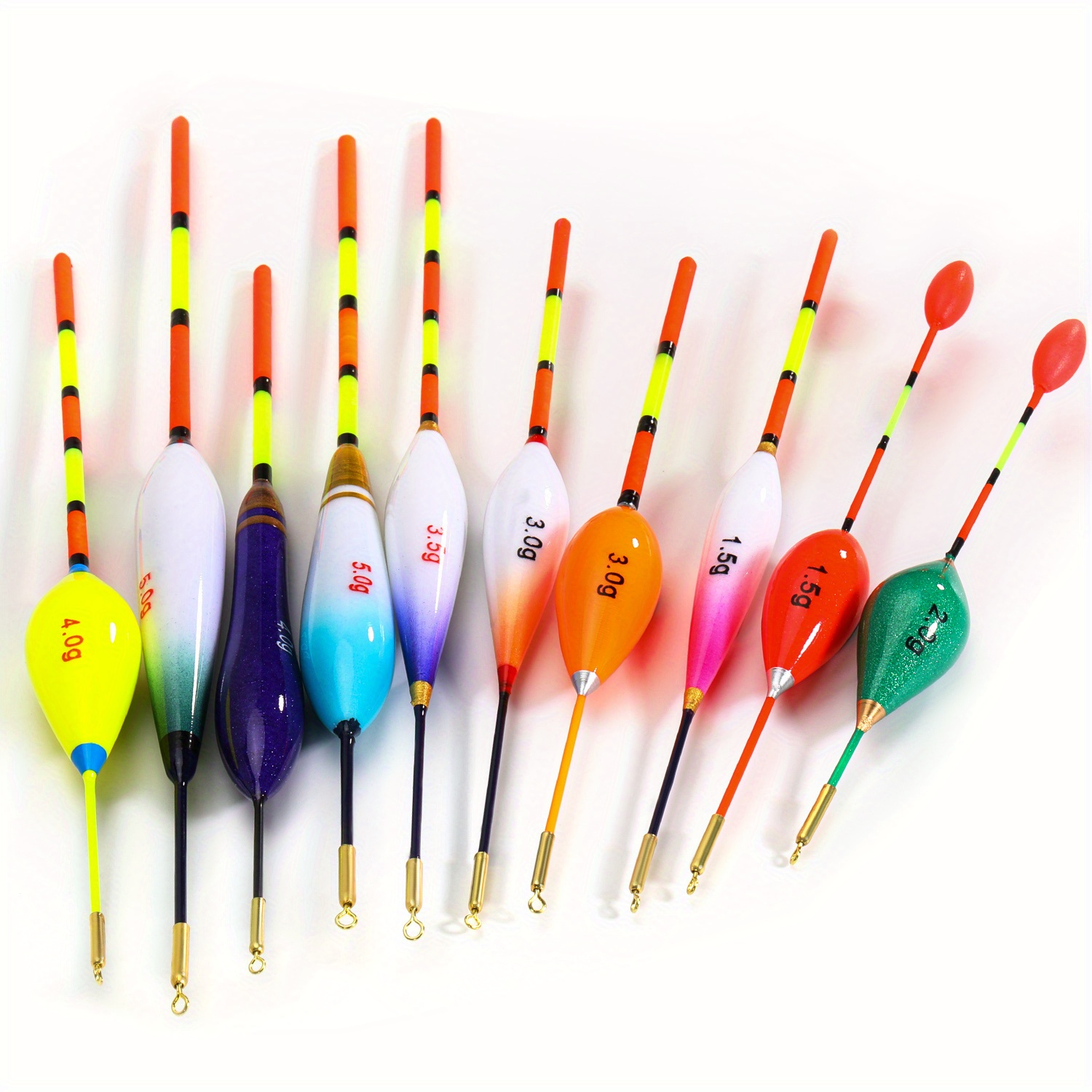 Image of Sougayilang 10pcs/ Lot Fishing Floats-1.5g-5g (11cm-22cm) Different Sizes, Versatile And Durable Float, For Rock, Lakes, Reservoir Fishing