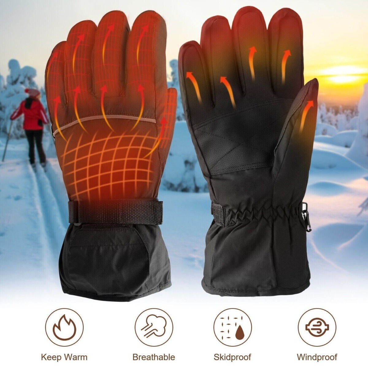 

Electric Gloves 3*aa Batteries (not Included) Hand Warmer Heating Gloves Winter Motorcycle Thermal Touch Screen Bike Gloves